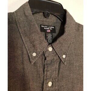 Ralph Lauren Jeans Co Short Sleeve Button Down Shirt Men's Large Gray   A2